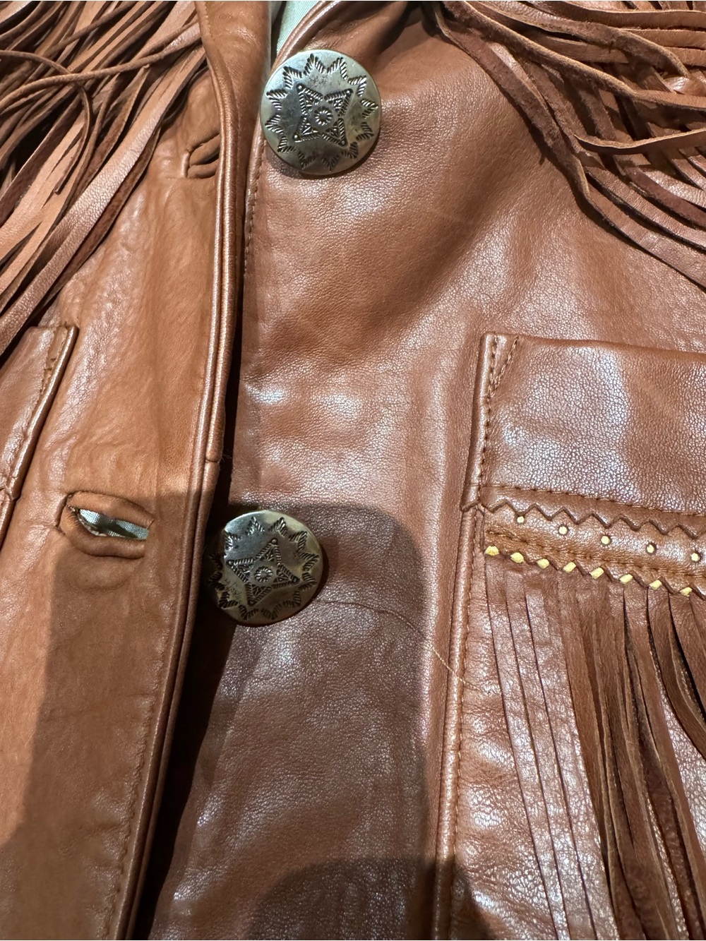 PRICE DROP:VTG,DIAMOND LEATHERS MADE in USA, lined, COGNAC LAMBSKIN LEATHER JT,M - Picture 6 of 9